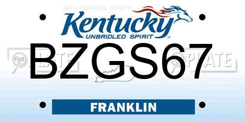 BZGS67 Kentucky License Plate