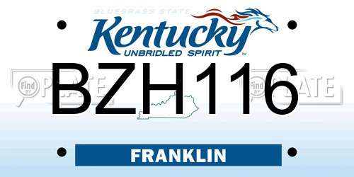 BZH116 Kentucky License Plate