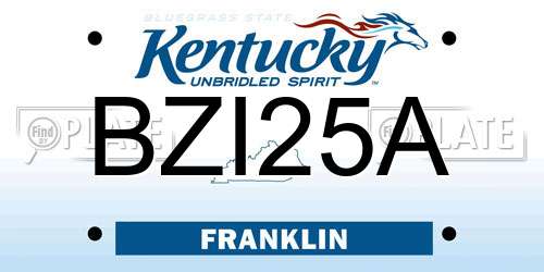 BZI25A Kentucky License Plate