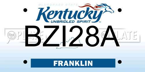 BZI28A Kentucky License Plate
