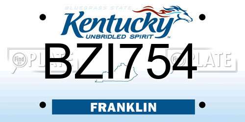 BZI754 Kentucky License Plate