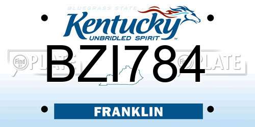 BZI784 Kentucky License Plate