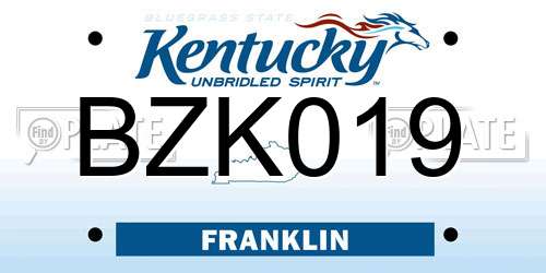 BZK019 Kentucky License Plate