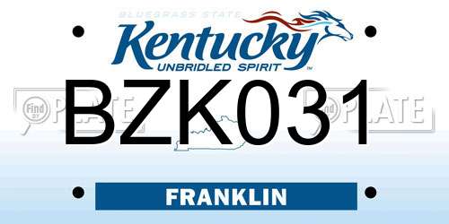 BZK031 Kentucky License Plate