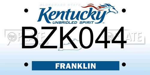 BZK044 Kentucky License Plate