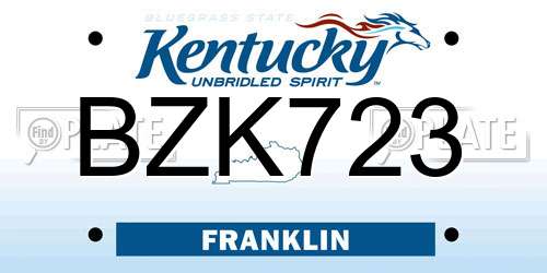 BZK723 Kentucky License Plate