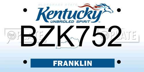 BZK752 Kentucky License Plate