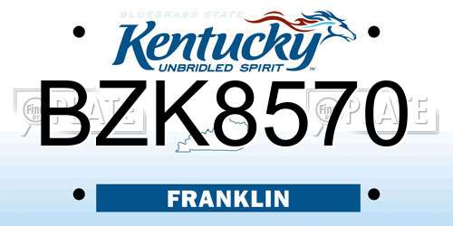 BZK8570 Kentucky License Plate