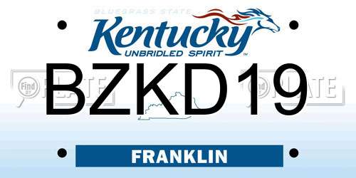 BZKD19 Kentucky License Plate