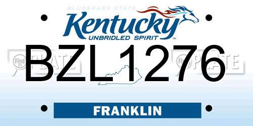 BZL1276 Kentucky License Plate