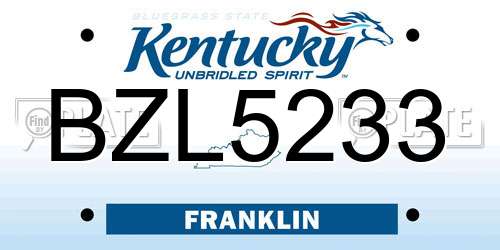 BZL5233 Kentucky License Plate