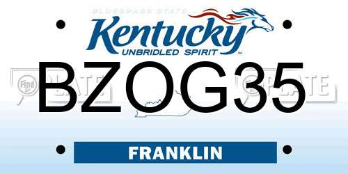 BZOG35 Kentucky License Plate