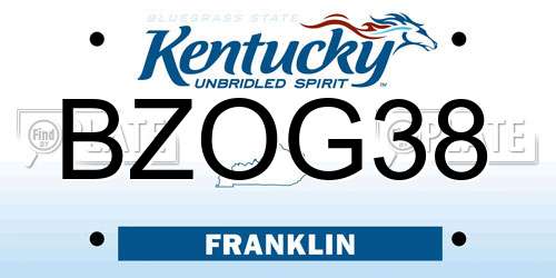 BZOG38 Kentucky License Plate