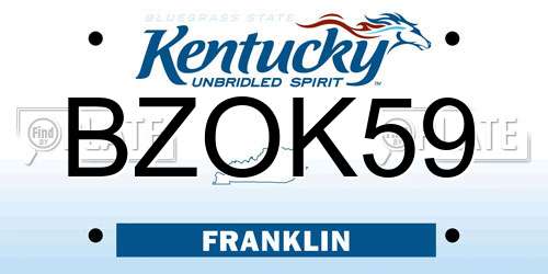 BZOK59 Kentucky License Plate
