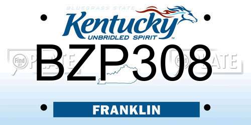 BZP308 Kentucky License Plate
