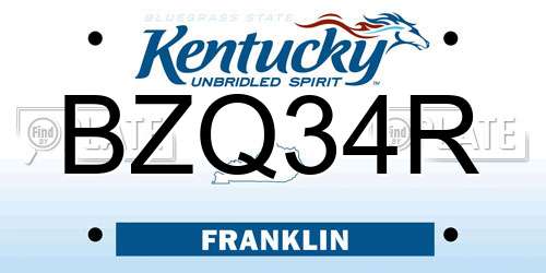 BZQ34R Kentucky License Plate