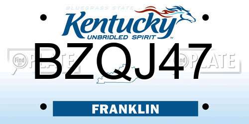 BZQJ47 Kentucky License Plate