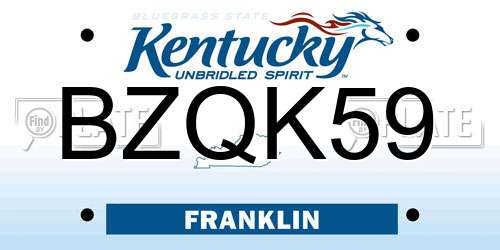 BZQK59 Kentucky License Plate