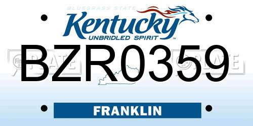 BZR0359 Kentucky License Plate