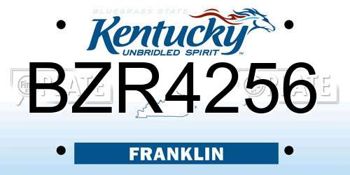 BZR4256 Kentucky License Plate
