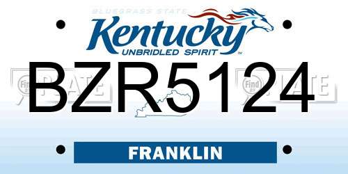 BZR5124 Kentucky License Plate