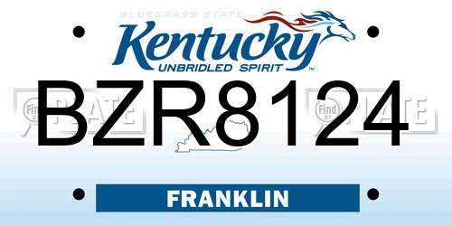 BZR8124 Kentucky License Plate