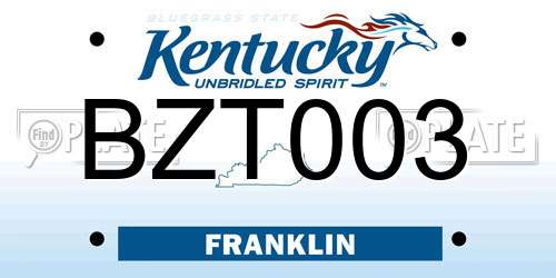 BZT003 Kentucky License Plate