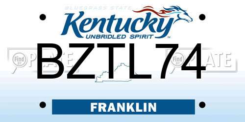 BZTL74 Kentucky License Plate