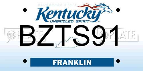 BZTS91 Kentucky License Plate