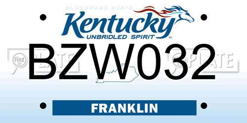 BZW032 Kentucky License Plate
