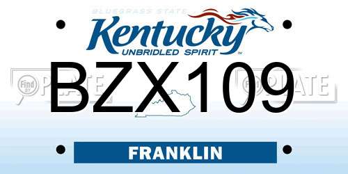 BZX109 Kentucky License Plate