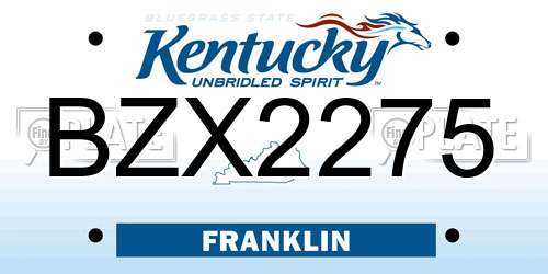 BZX2275 Kentucky License Plate