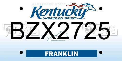 BZX2725 Kentucky License Plate
