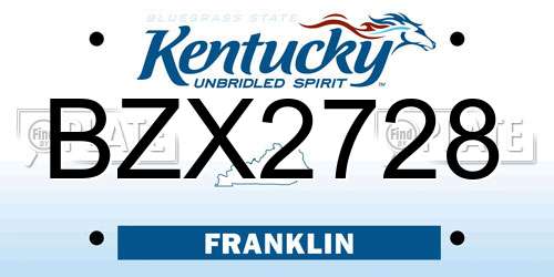 BZX2728 Kentucky License Plate