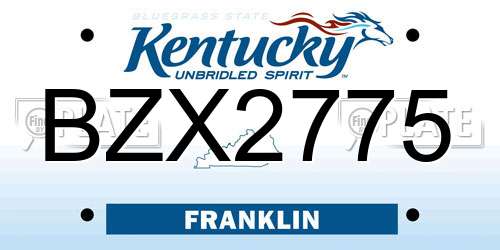 BZX2775 Kentucky License Plate