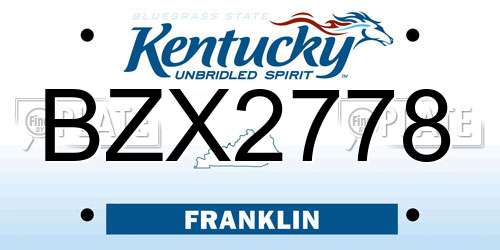 BZX2778 Kentucky License Plate