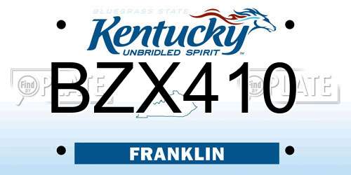 BZX410 Kentucky License Plate