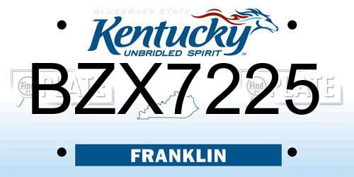 BZX7225 Kentucky License Plate