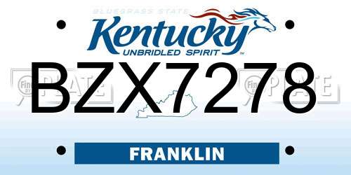 BZX7278 Kentucky License Plate
