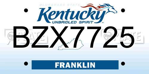 BZX7725 Kentucky License Plate