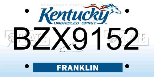 BZX9152 Kentucky License Plate