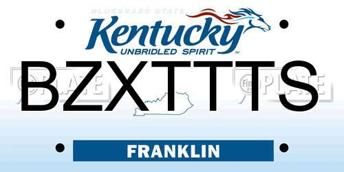 BZXTTTS Kentucky License Plate