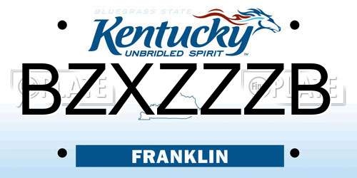 BZXZZZB Kentucky License Plate