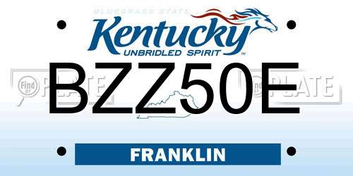 BZZ50E Kentucky License Plate
