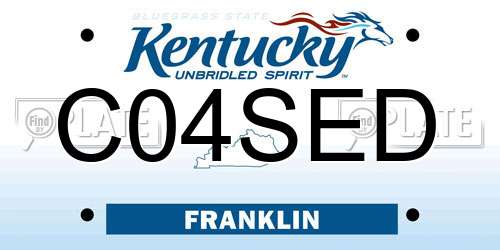 C04SED Kentucky License Plate