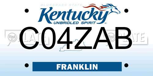 C04ZAB Kentucky License Plate