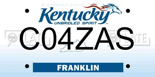 C04ZAS Kentucky License Plate