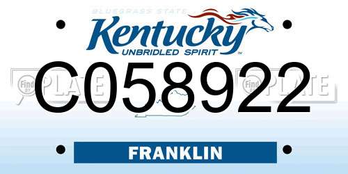 C058922 Kentucky License Plate
