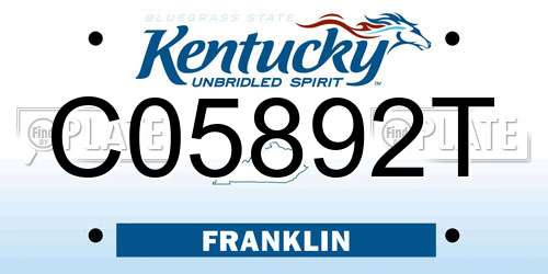 C05892T Kentucky License Plate