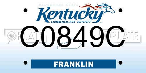 C0849C Kentucky License Plate